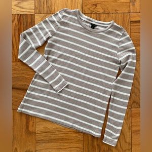 Ann Taylor Tan/Cream Stripe Long Sleeve Tee | Size XXS